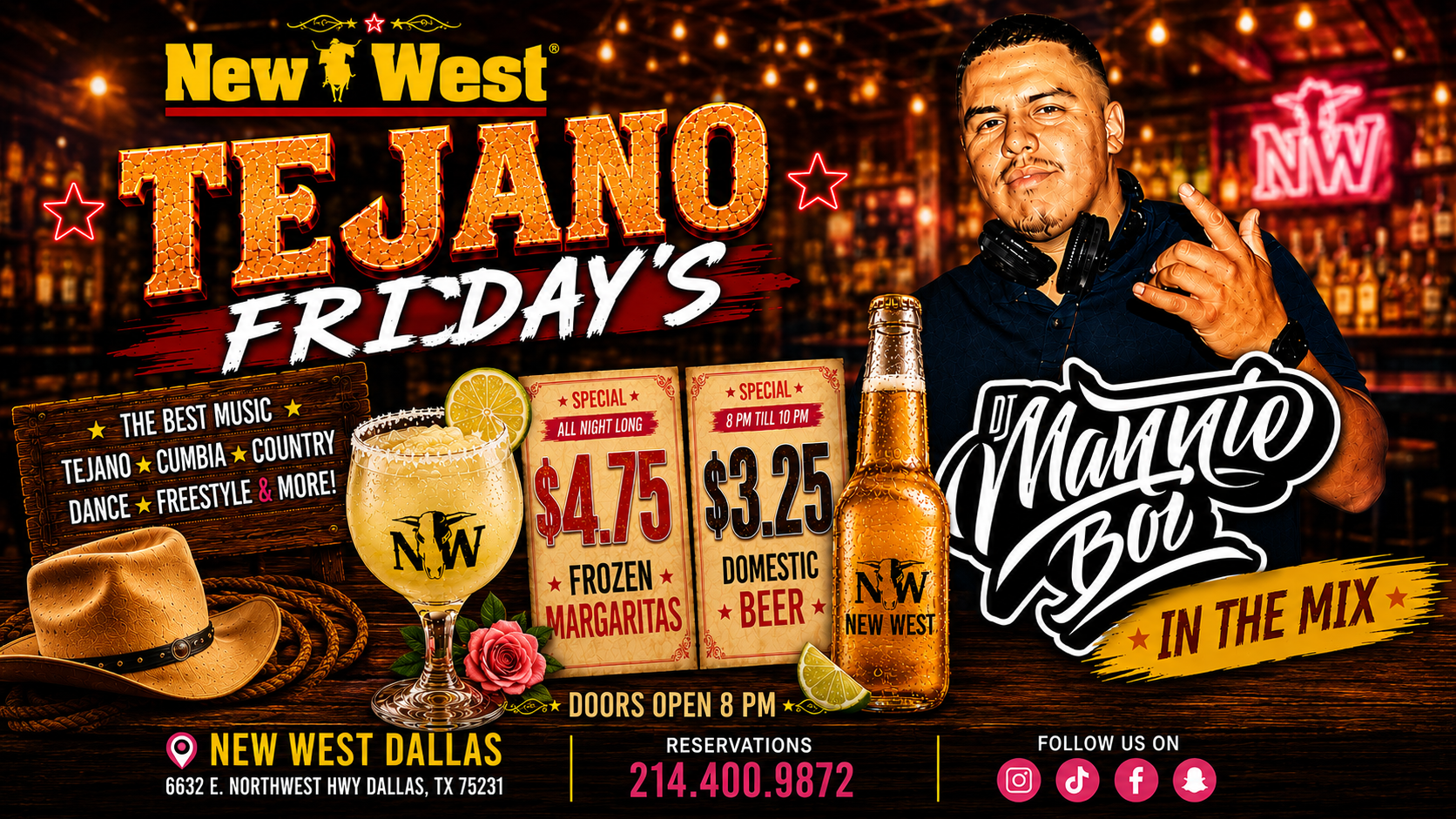 Tejano Fridays flyer for New West Dallas